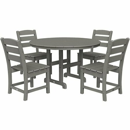 POLYWOOD Lakeside 48'' Slate Grey 5-Piece Round Table Dining Set 633PWS5171GY